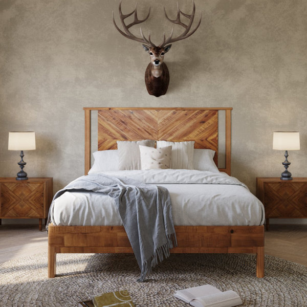 Millwood Pines Vivian Solid Wood Platform Bed With Headboard, Rustic